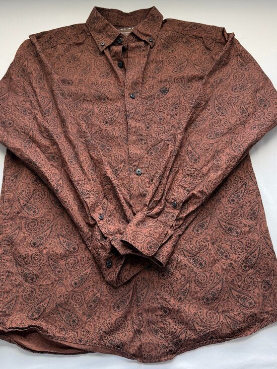 Ariat Other - Ariat Paisley Button Up Shirt Rust Brown Western Cowboy Long Sleeve XS